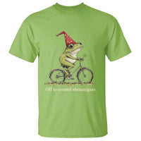Funny Frog St Patricks Day T Shirt Off To Commit Shenanigans Four Leaf Clover