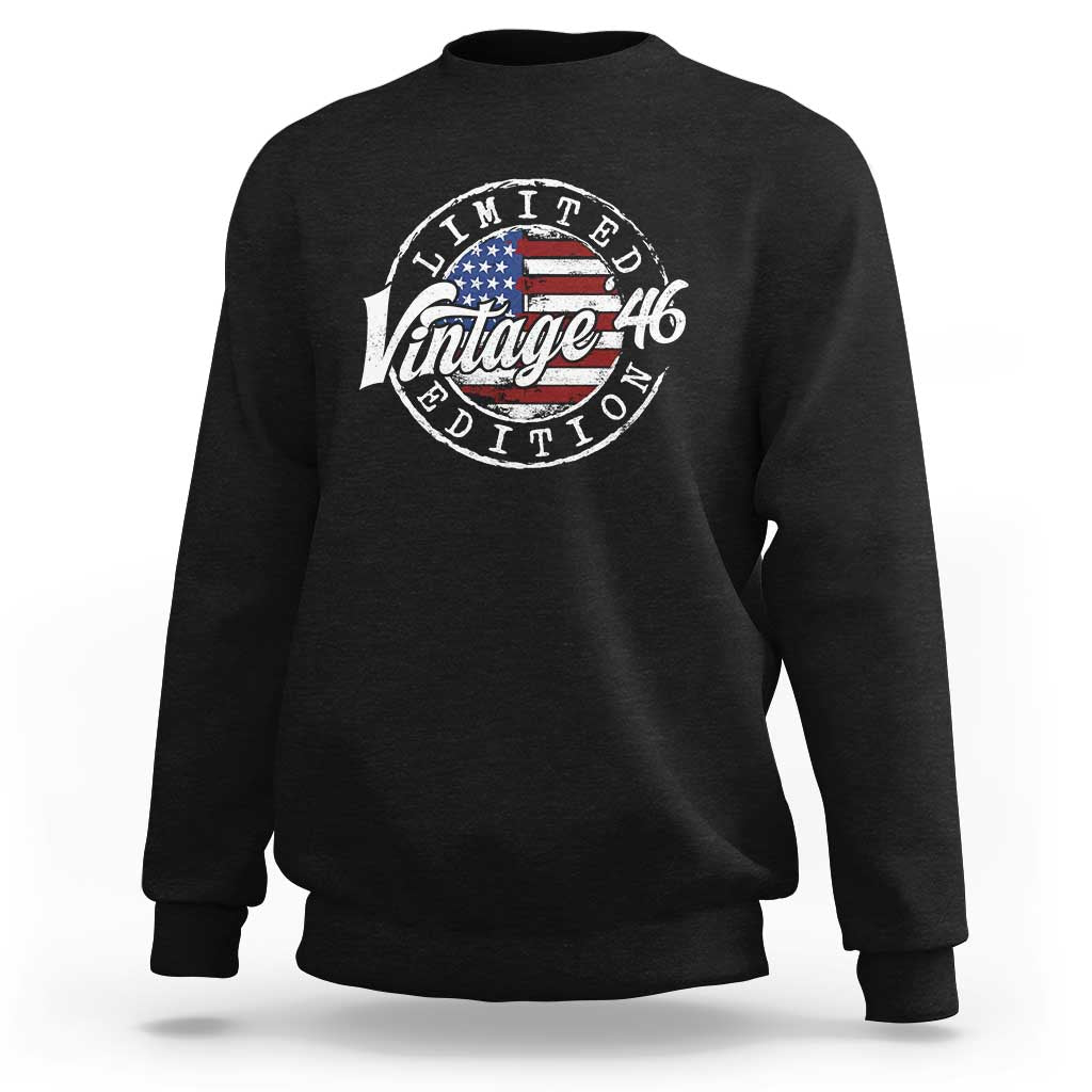 Funny 80th Birthday Sweatshirt Vintage 1946 Stamp 80 Years Old American Flag