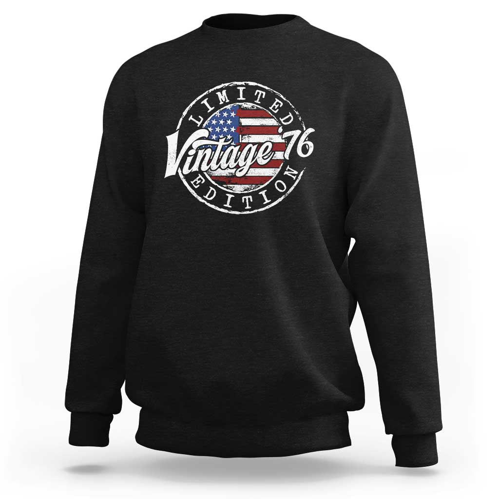 Funny 50th Birthday Sweatshirt Vintage 1976 Stamp 50 Years Old American Flag