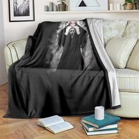 Funny Scary Bunny Face Ghost Heart Hand Sign Easter Day Throw Blanket