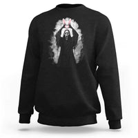 Funny Scary Bunny Face Ghost Heart Hand Sign Easter Day Sweatshirt
