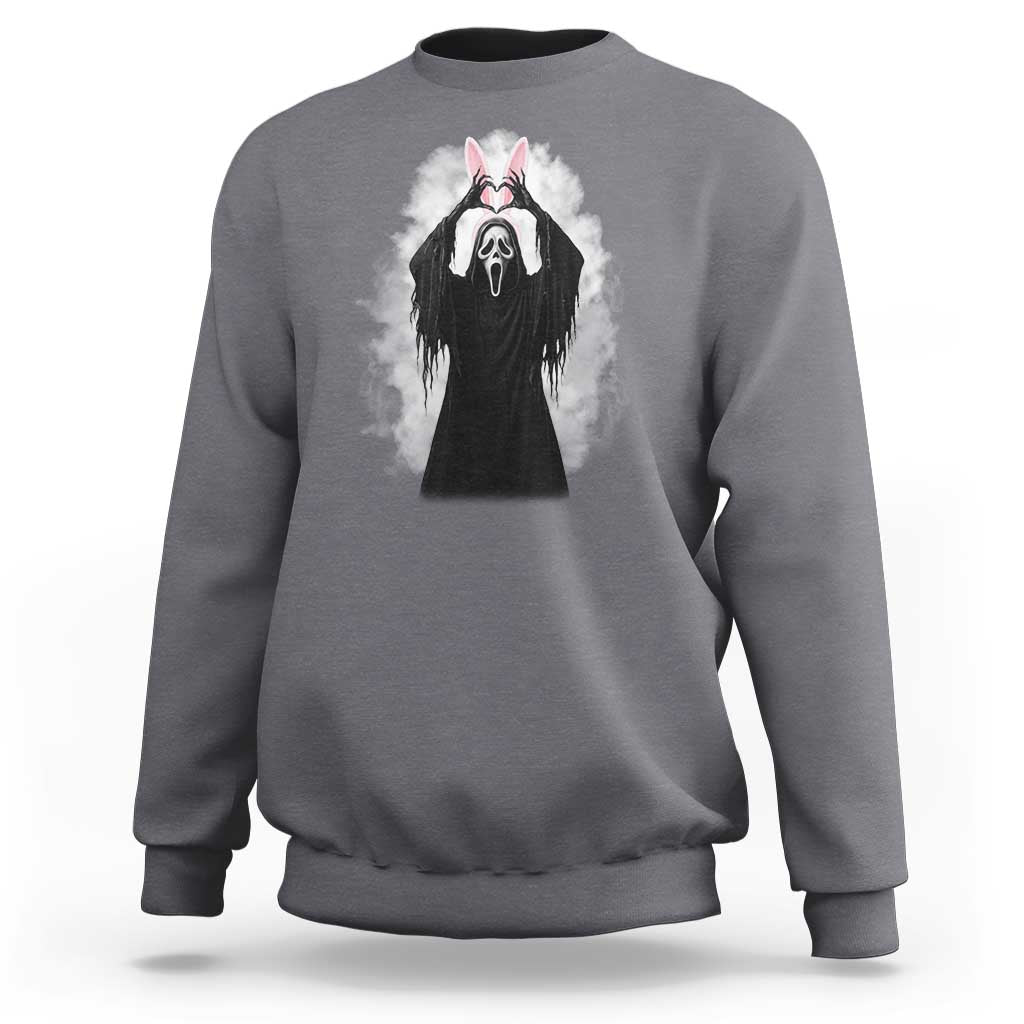 Funny Scary Bunny Face Ghost Heart Hand Sign Easter Day Sweatshirt