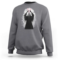 Funny Scary Bunny Face Ghost Heart Hand Sign Easter Day Sweatshirt