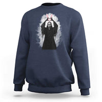 Funny Scary Bunny Face Ghost Heart Hand Sign Easter Day Sweatshirt