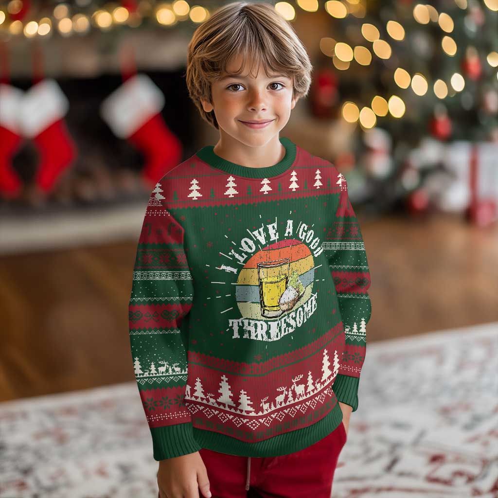 Funny Tequila Lover Knitted Sweatshirt I Love A Good Threesome Cinco de Mayo - Wonder Print Shop