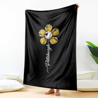 Pittsburgh Sport Retro Baseball Flower Throw Blanket Funny Game Day