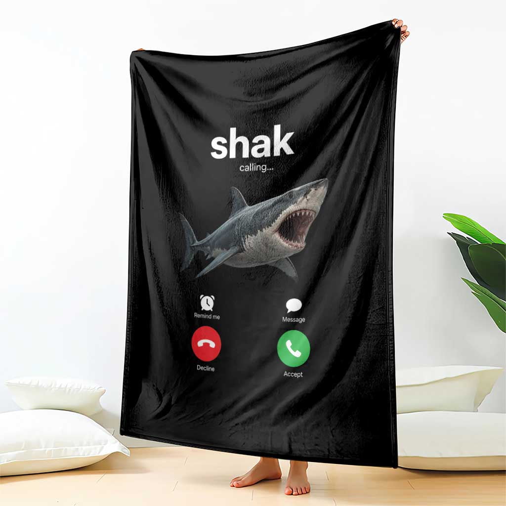 Shark Calling Meme Mispelled Shak Incoming Call Humor Throw Blanket
