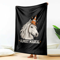 Almost Magical Funny Unicorn Horse Wearing Traffic Cone Throw Blanket