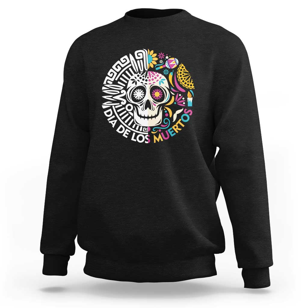 Day Of The Dead sweatshirt with sugar skull graphic, black
