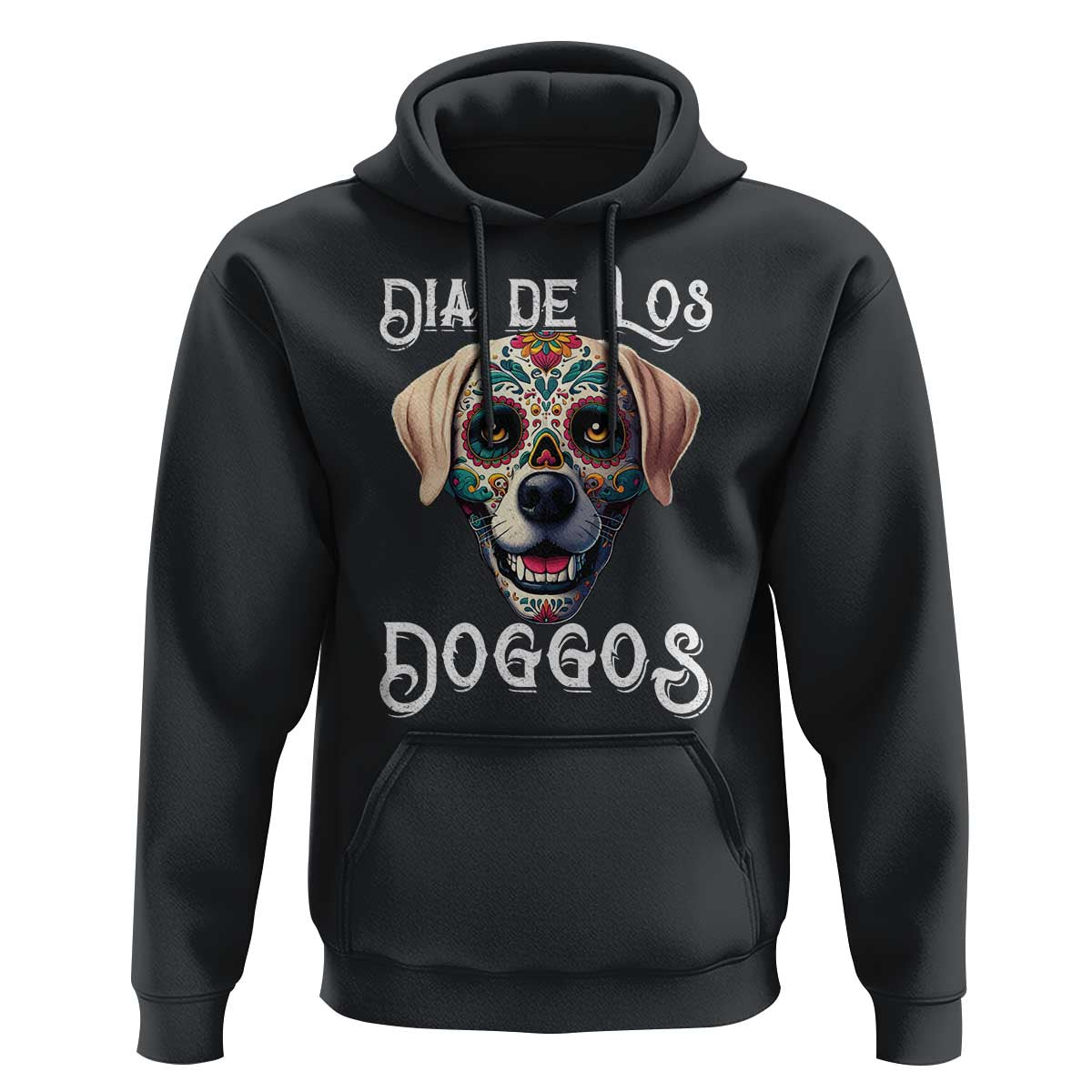 Day Of The Dead Hoodie Dia De Los Doggos Dog Calaca Face Painting