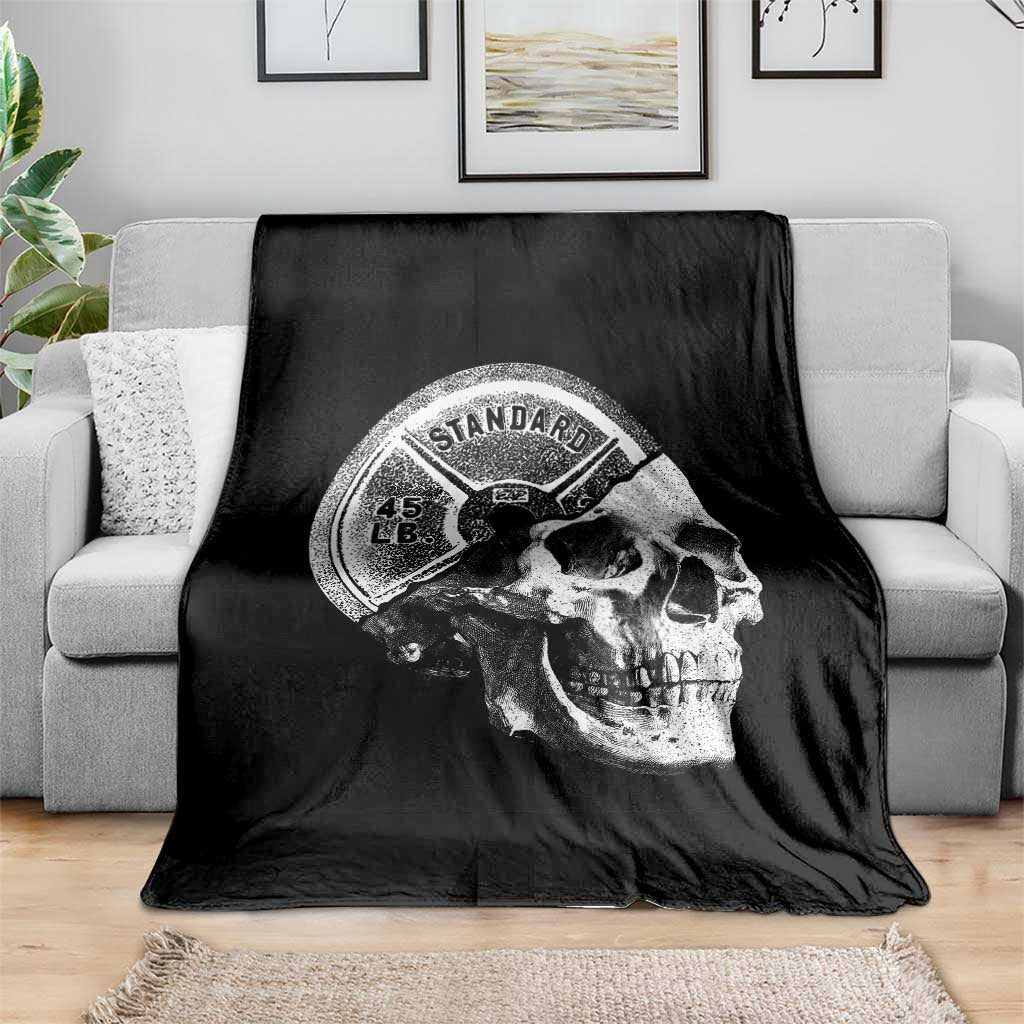 Skull 45 lbs Plate Weight Lifting Gym Workout Throw Blanket - Wonder Print Shop