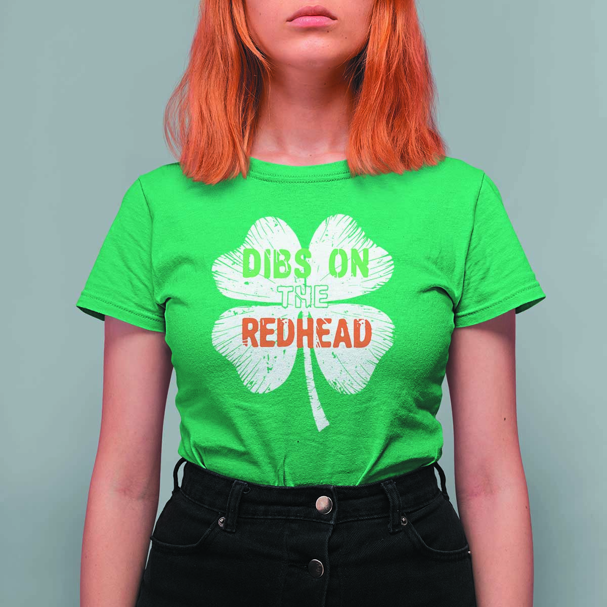 Funny Irish St Patrick's Day Dibs On The Redhead T Shirt For Women Vintage Clover Shamrock