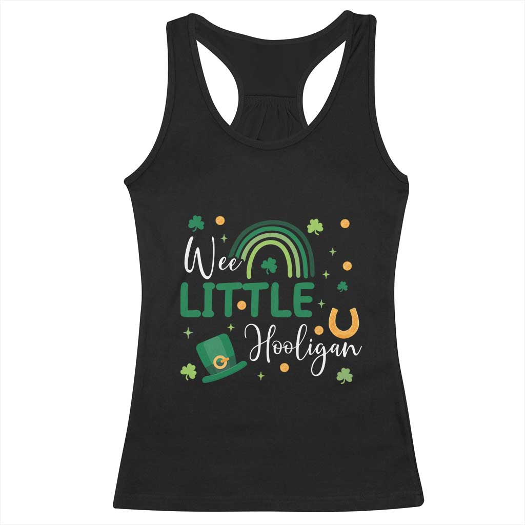 Funny Wee Little Hooligan Racerback Tank Top St Patrick's Day Shamrock Rainbow