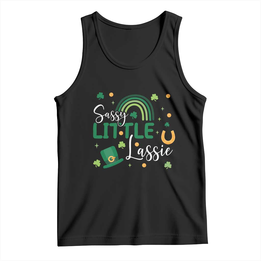 Funny Sassy Little Lassie Tank Top St Patrick's Day Shamrock Rainbow