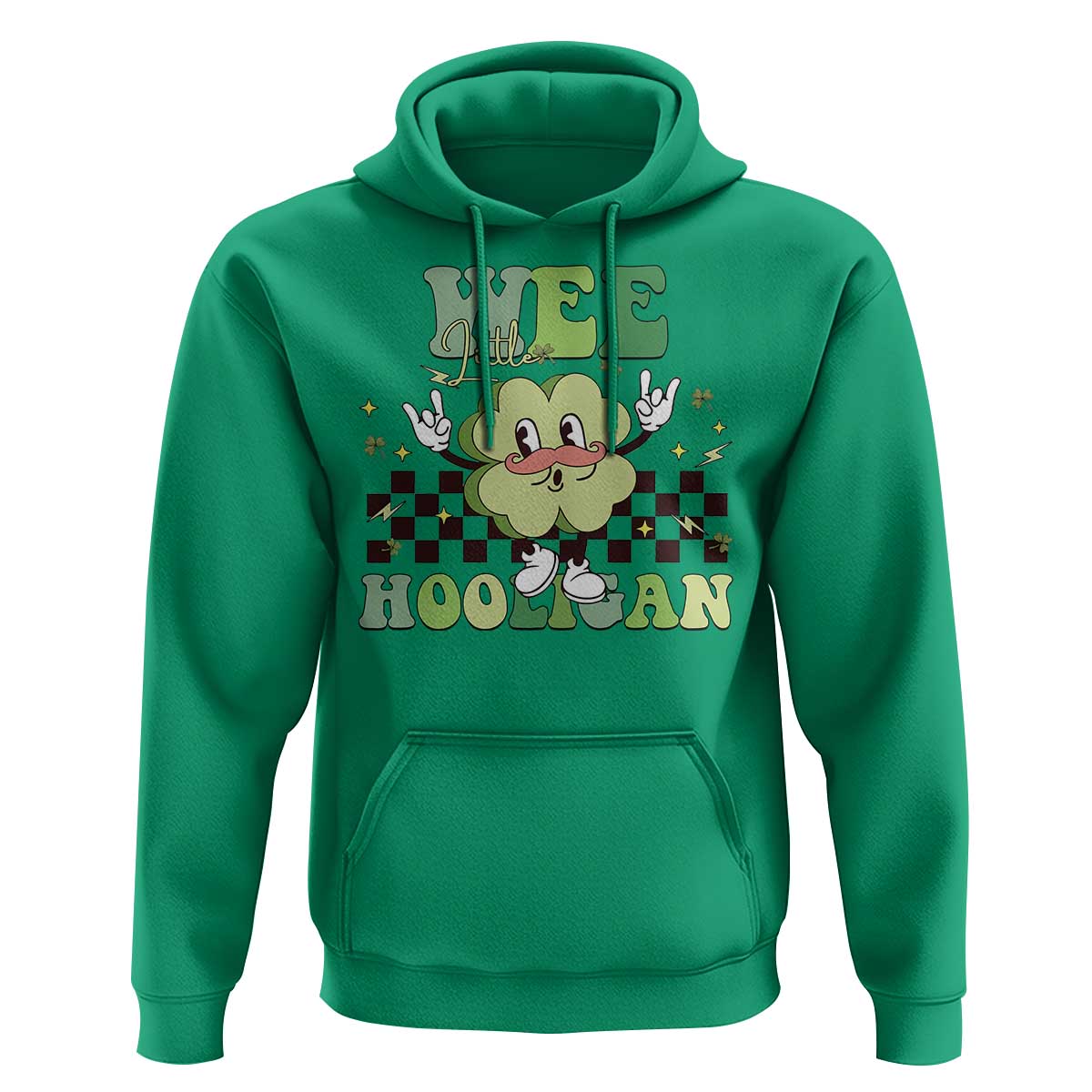 Funny St Patrick's Day Wee Little Hooligan Hoodie Retro Groovy Clover