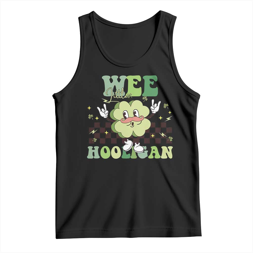 Funny St Patrick's Day Wee Little Hooligan Tank Top Retro Groovy Clover