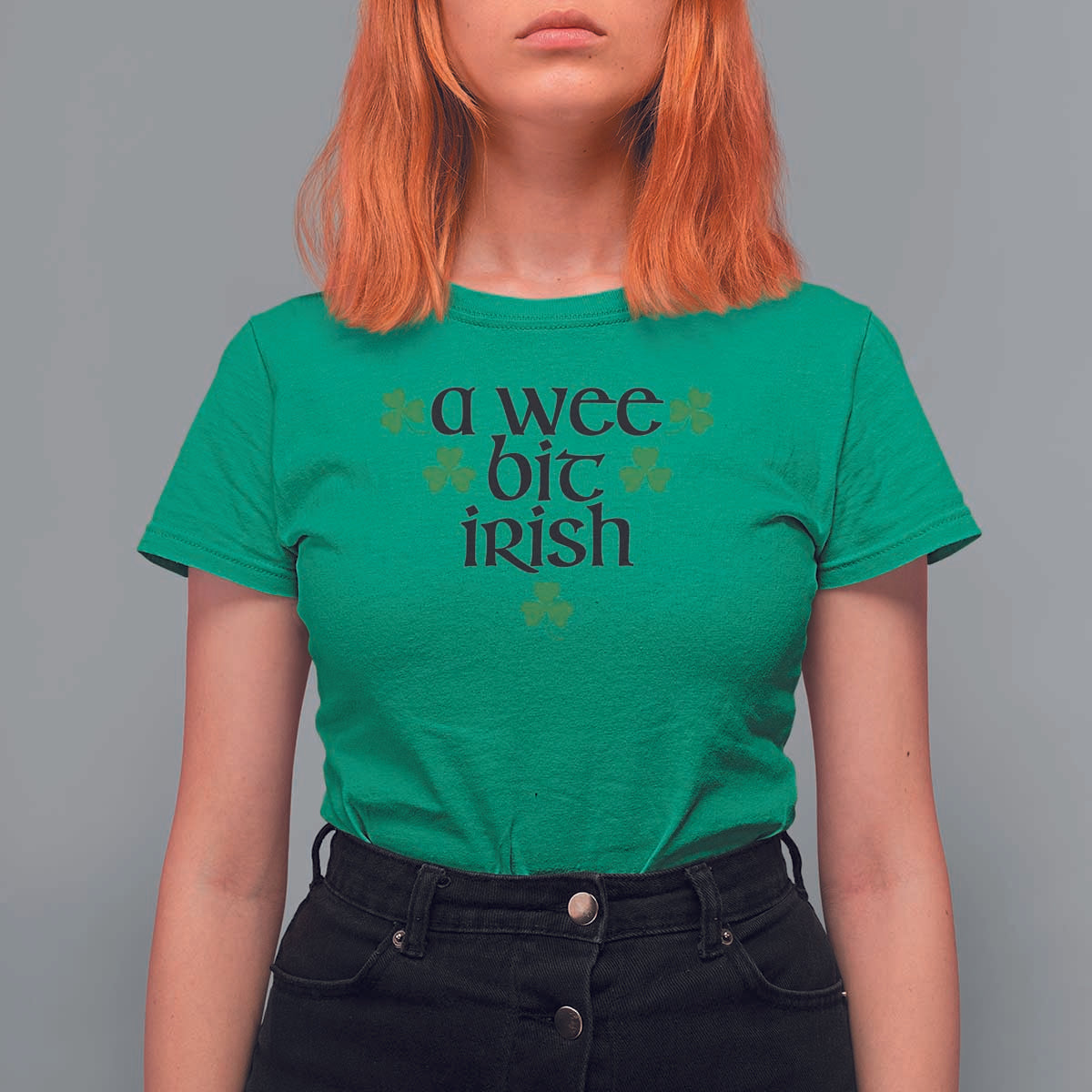 Funny Irish Heritage T Shirt For Women A Wee Bit Irish St Patrick's Day Shamrock