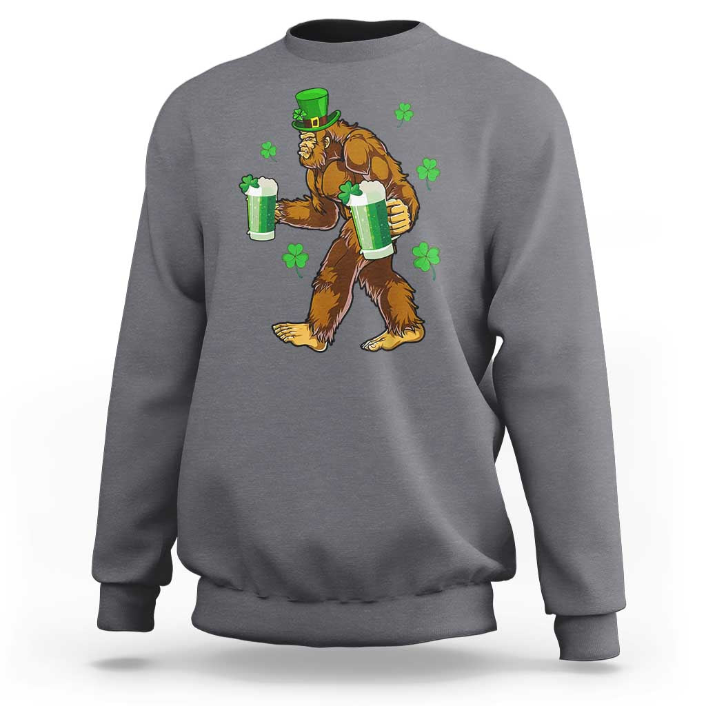 Funny Bigfoot St Patrick's Day Irish Beer Drinking Sweatshirt