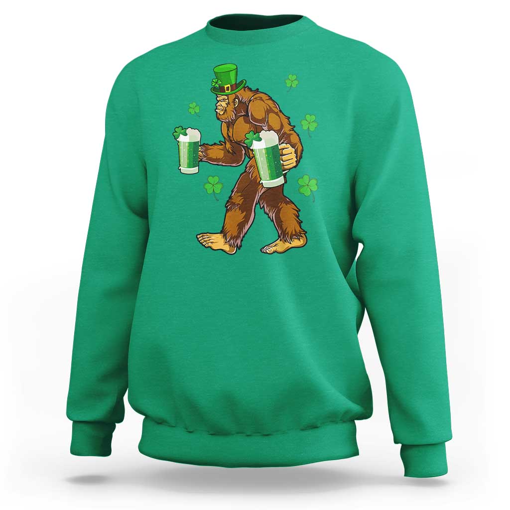 Funny Bigfoot St Patrick's Day Irish Beer Drinking Sweatshirt