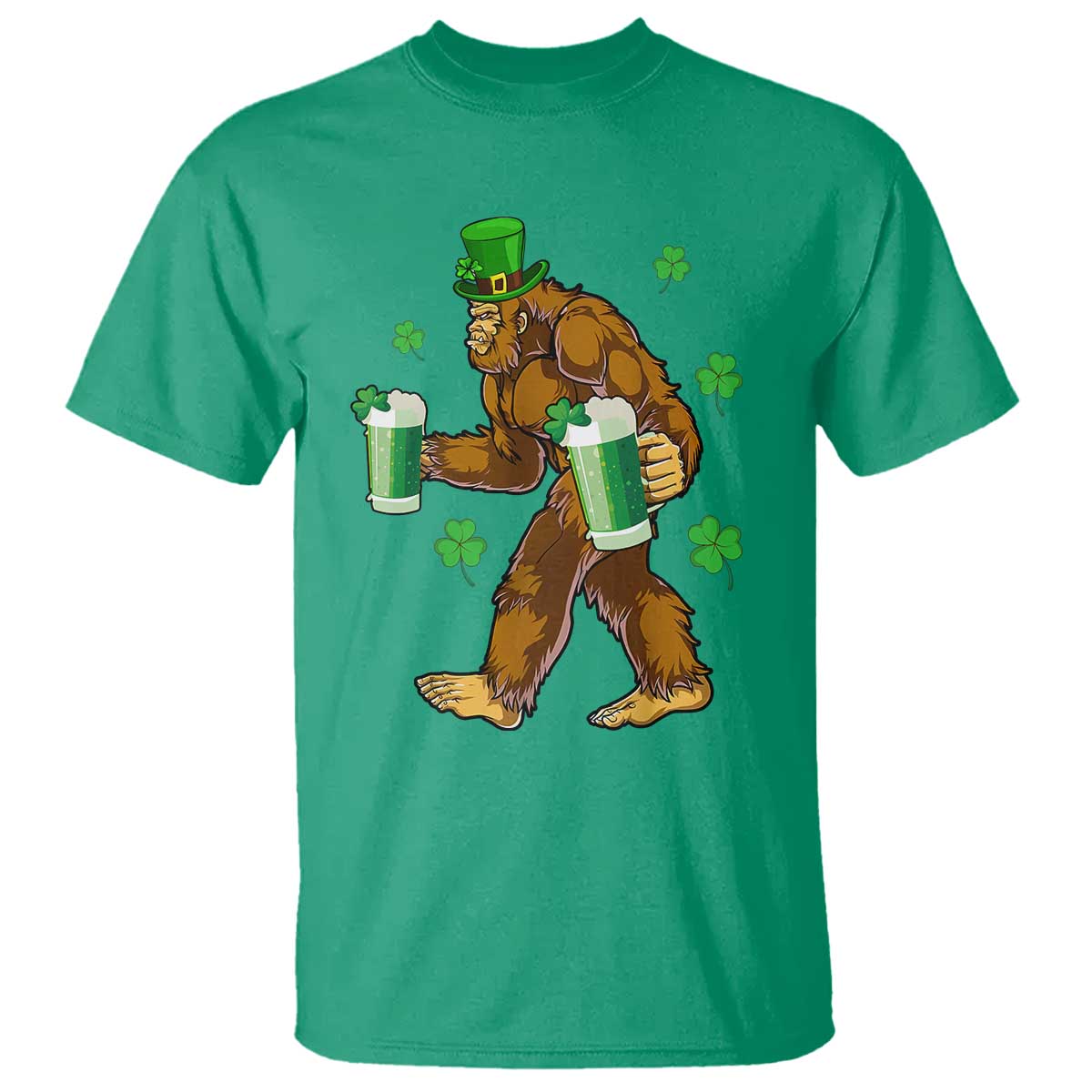 Funny Bigfoot St Patrick's Day Irish Beer Drinking T Shirt