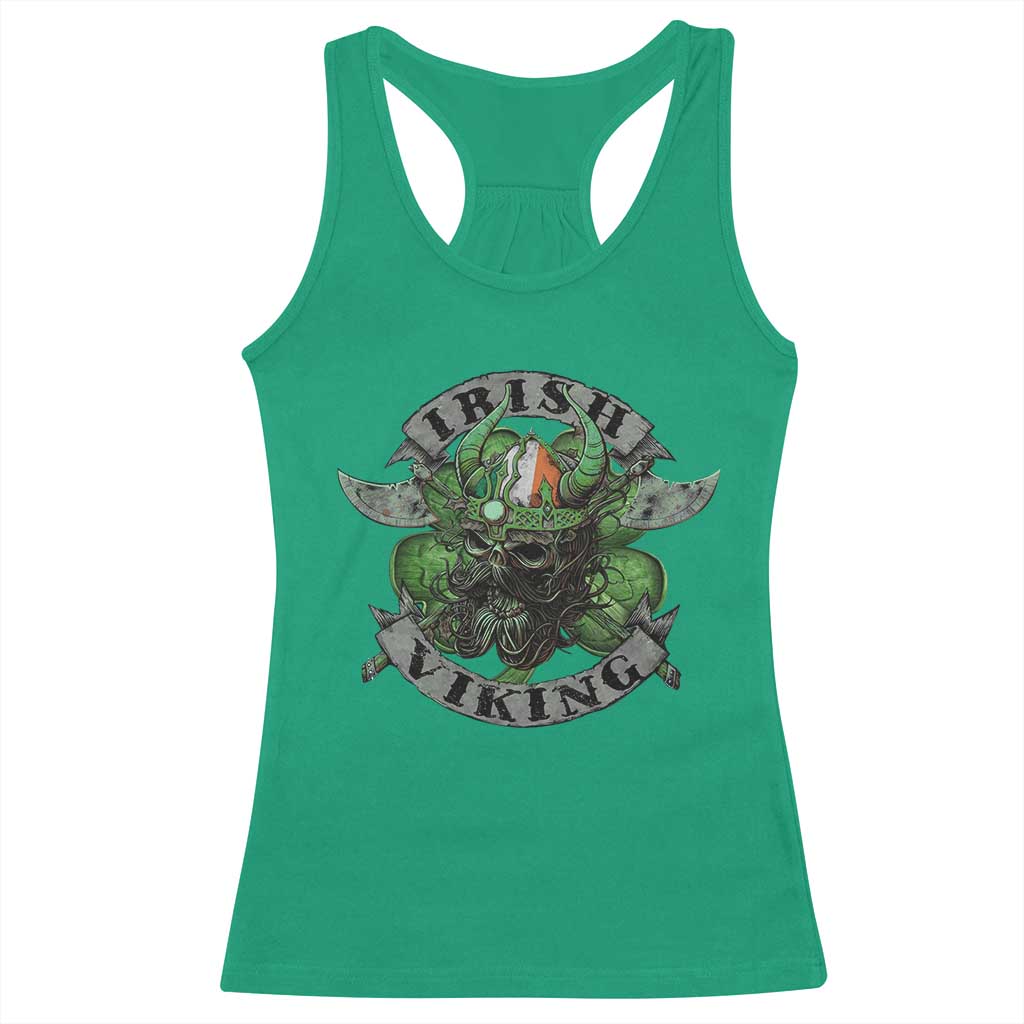 Funny Irish Viking Racerback Tank Top Vintage Shamrock Celtic Viking Skull