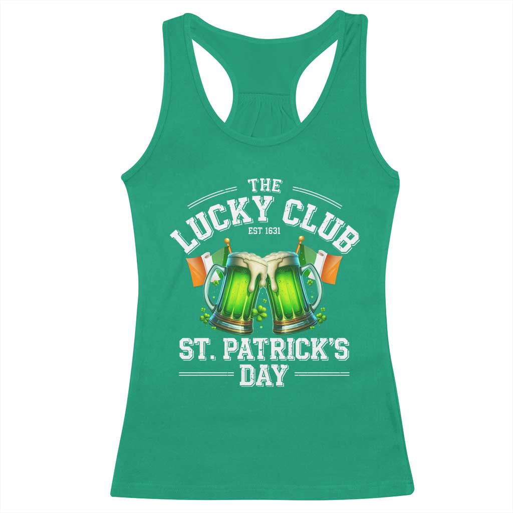 Funny St Patrick's Day Irish Beer Drinking Racerback Tank Top The Lucky Beer Club Ireland Flag