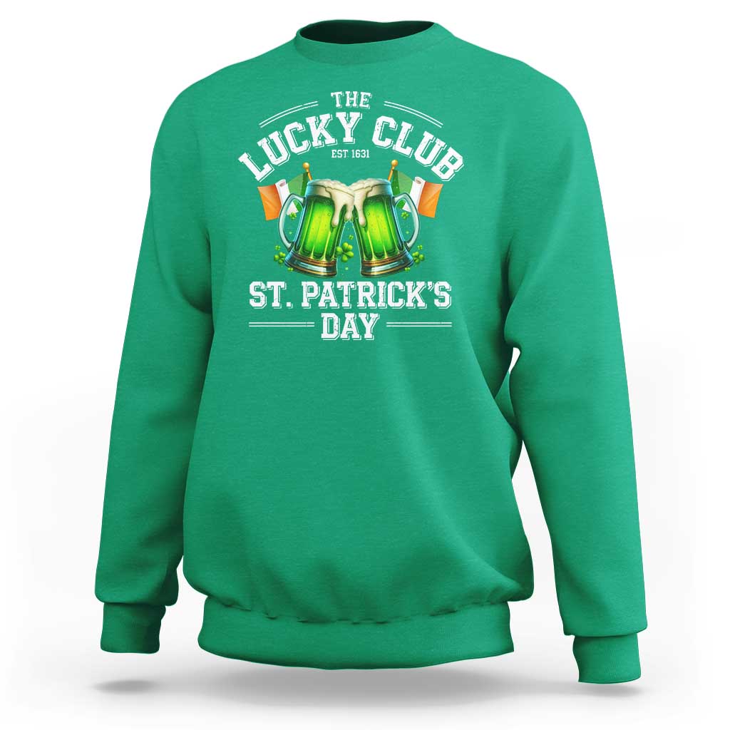 Funny St Patrick's Day Irish Beer Drinking Sweatshirt The Lucky Beer Club Ireland Flag