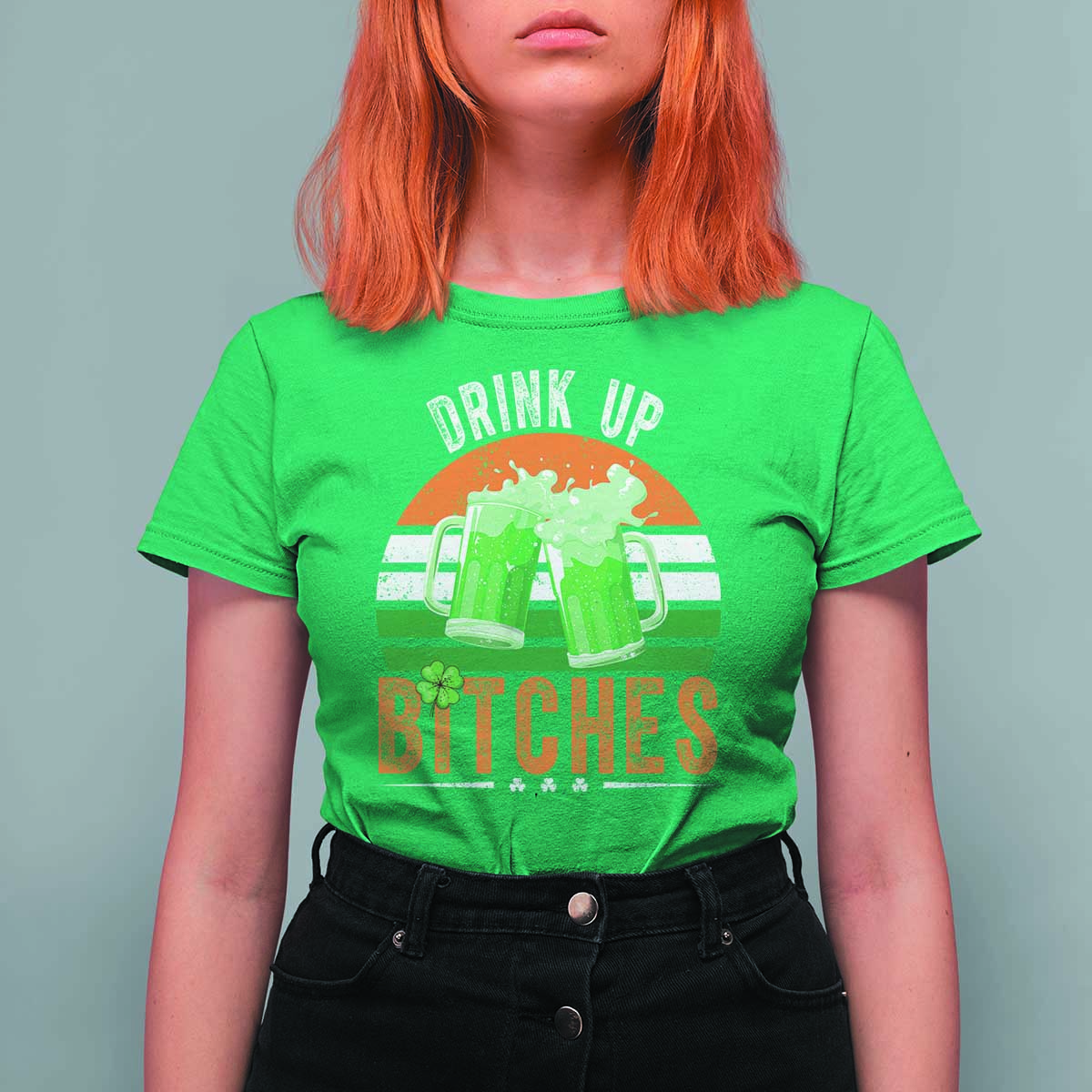 Funny St Patrick's Day Irish Beer Drinking T Shirt For Women Drink Up Bitches Beer Mug