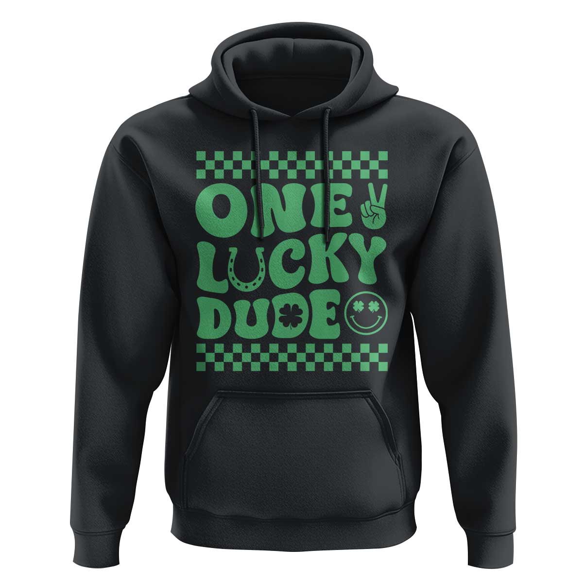 Funny One Lucky Dude Hoodie St Patrick's Day Clover Horseshoe