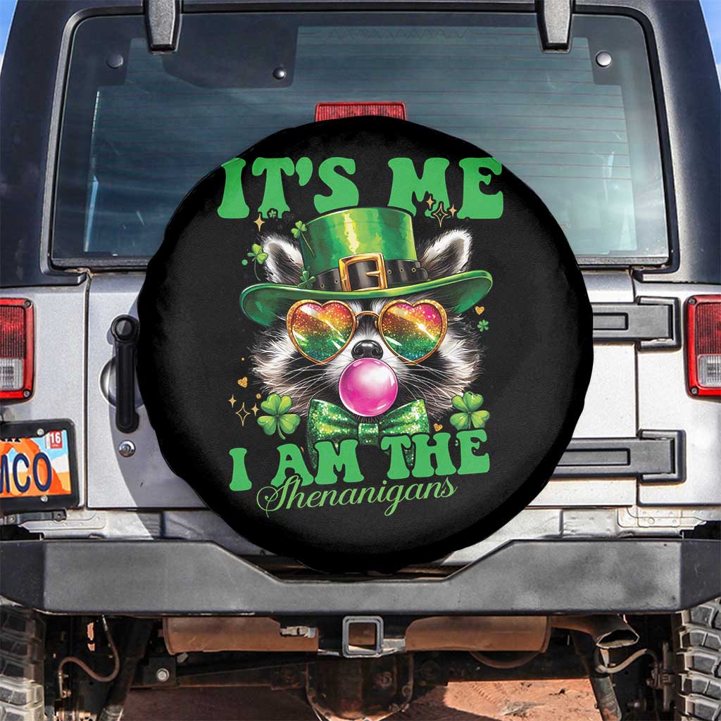 Funny It's Me I Am The Shenanigans Spare Tire Cover St Patrick's Day Racoon Shamrock