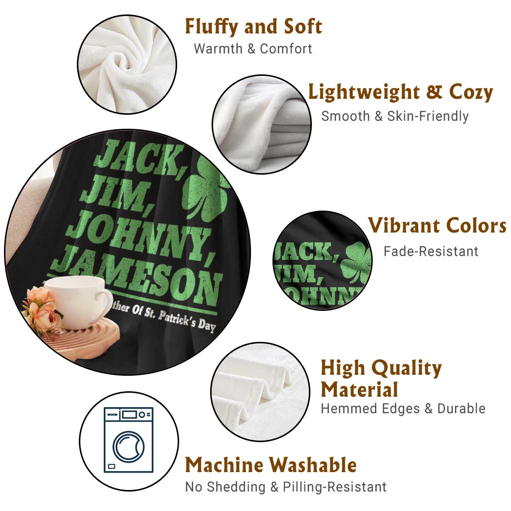 Funny St Patricks Day Irish Fathers Jack Jim Johnny Jameson Throw Blanket