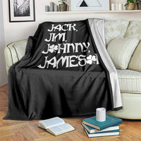 Jack Jim Johnny Jameson St Patricks Day Whiskey Shamrock Throw Blanket