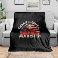 Cesar Chavez Day Throw Blanket March Holiday Hispanic Heritage American Flag