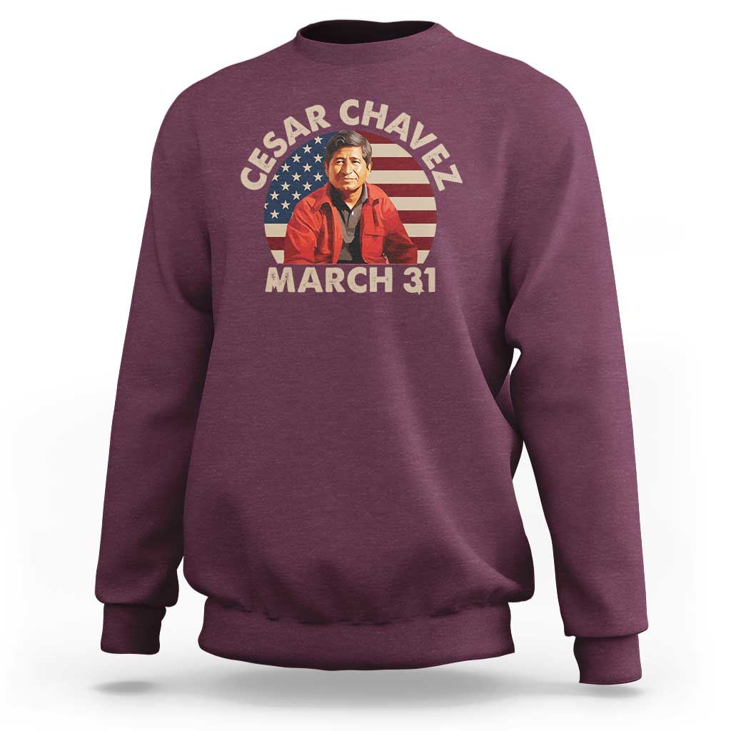 Cesar Chavez Day Sweatshirt March Holiday Hispanic Heritage American Flag