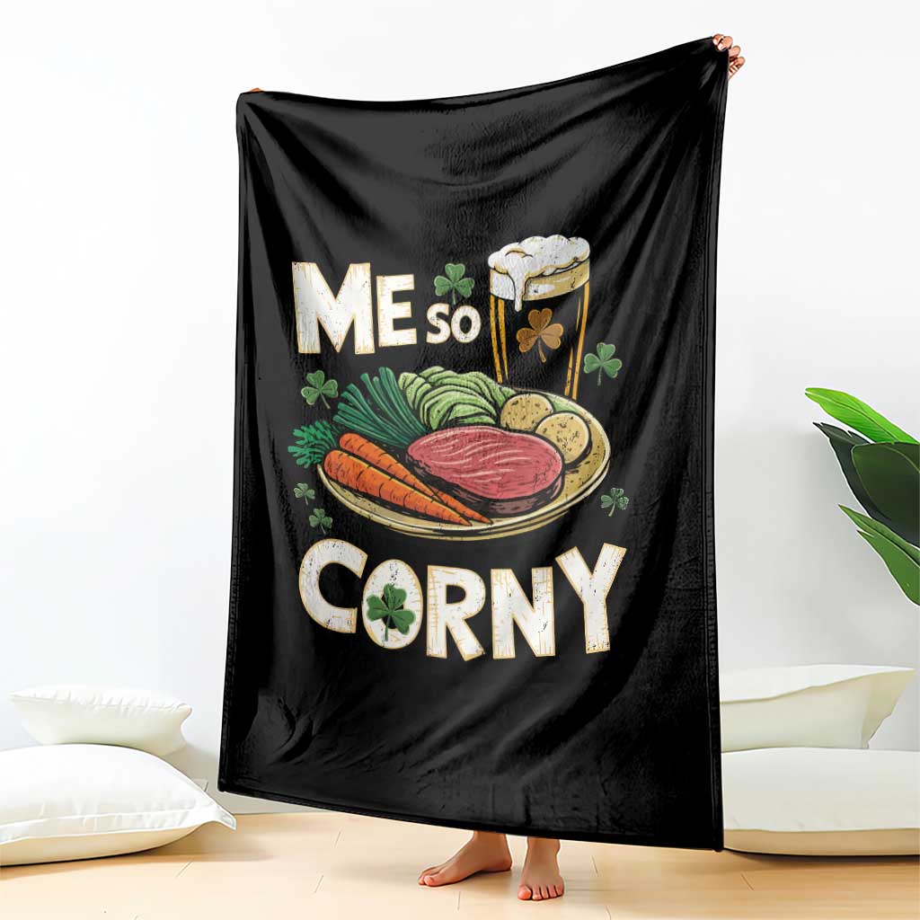 Funny St Patricks Day Me So Corny Throw Blanket Stout Irish Corned Beef