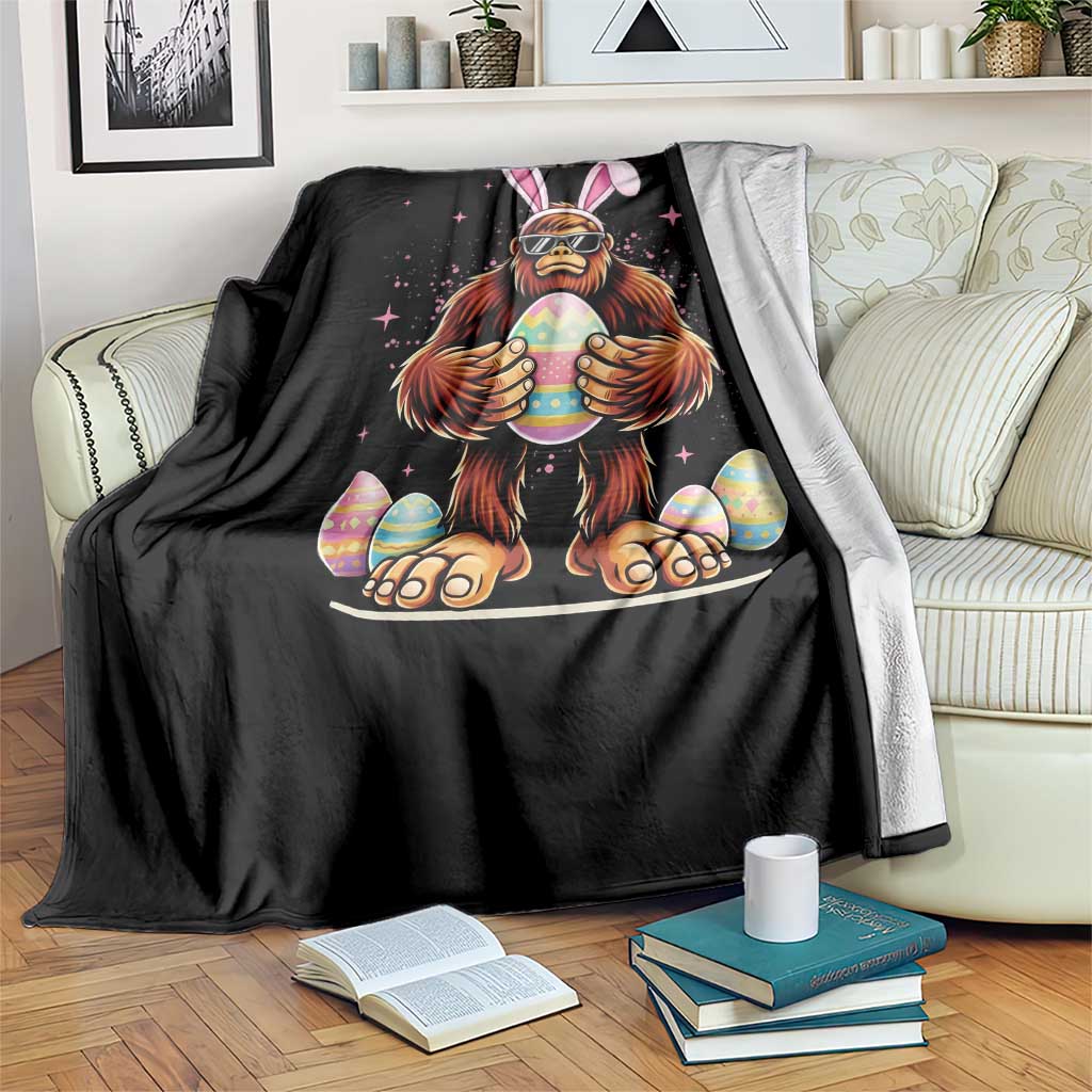Funny Bigfoot Easter Day Bunny Sasquatch Egg Throw Blanket