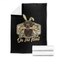 Funny Egg Hunter Throw Blanket On The Hunt Camo Easter Labrador Dog