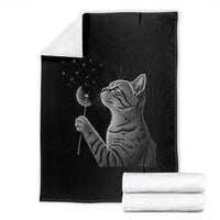 Cat Blowing Dandelion Throw Blanket Kitten Making A Wish Nature Art
