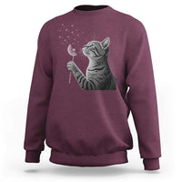 Cat Blowing Dandelion Sweatshirt Kitten Making A Wish Nature Art