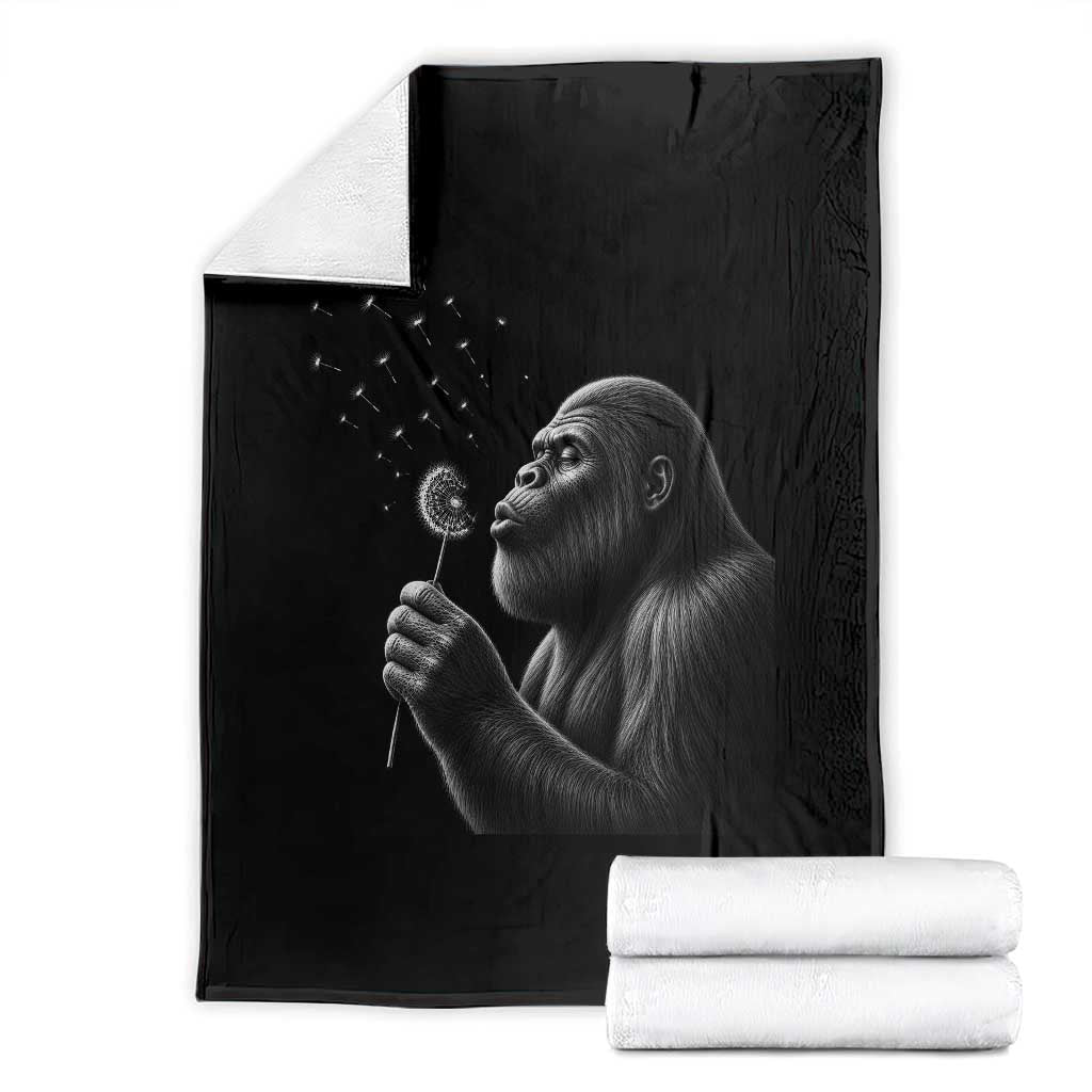 Bigfoot Blowing Dandelion Throw Blanket Funny Sasquatch Making A Wish
