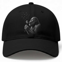 Bigfoot Blowing Dandelion Baseball Cap Funny Sasquatch Making A Wish