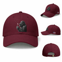 Bigfoot Blowing Dandelion Baseball Cap Funny Sasquatch Making A Wish