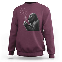 Bigfoot Blowing Dandelion Sweatshirt Funny Sasquatch Making A Wish