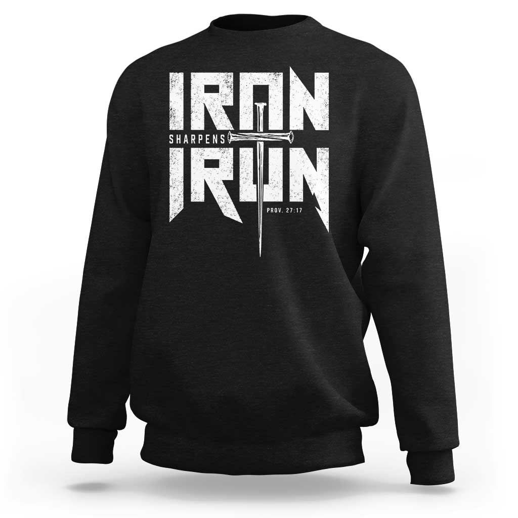 Iron Sharpens Iron Sweatshirt Christian Bible Scripture Gym Workout