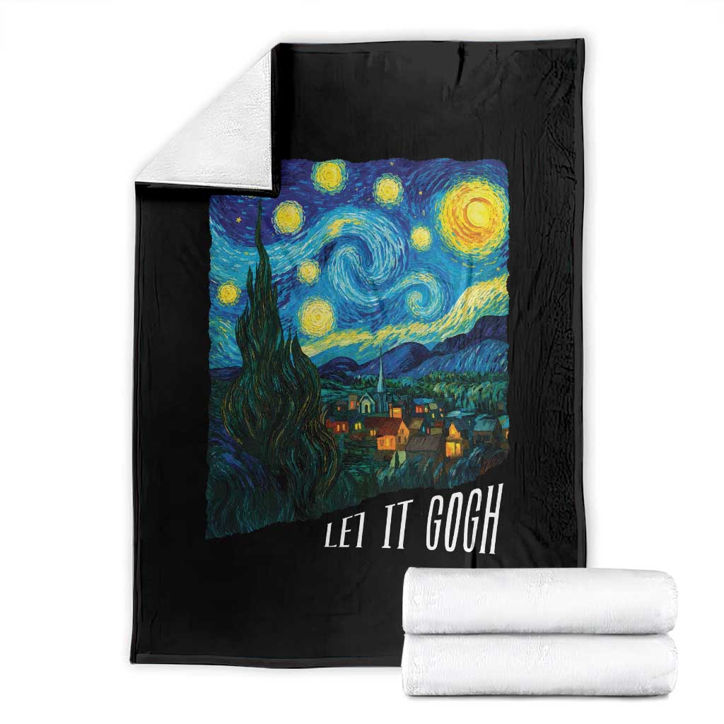 Let It Gogh Funny Vincent Van Gogh Throw Blanket Starry Night Design Art Lover