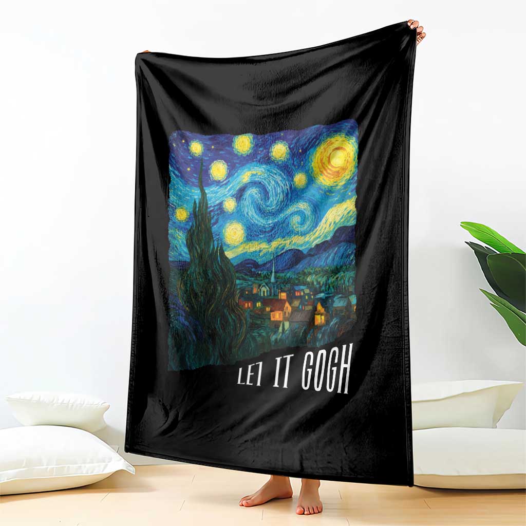 Let It Gogh Funny Vincent Van Gogh Throw Blanket Starry Night Design Art Lover