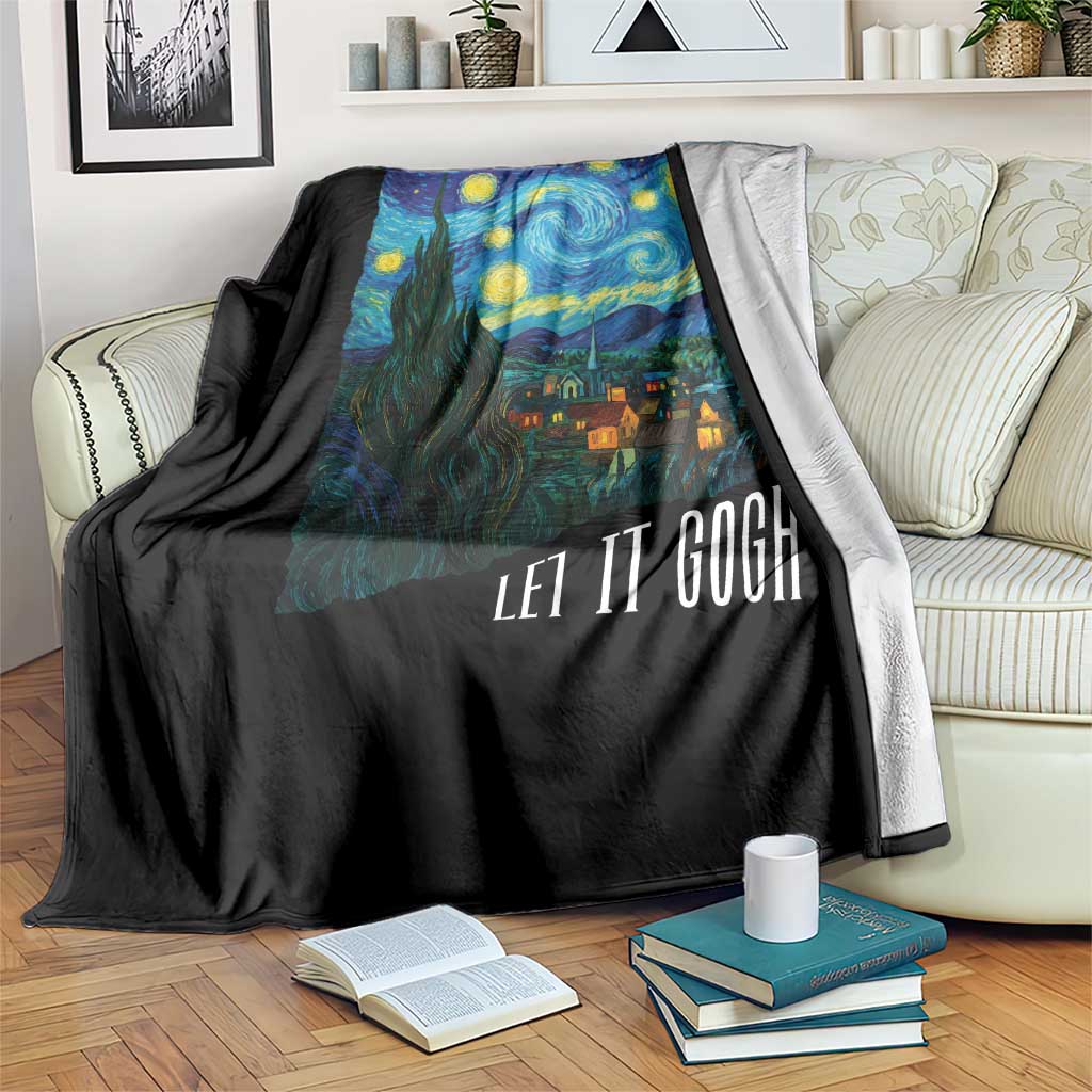 Let It Gogh Funny Vincent Van Gogh Throw Blanket Starry Night Design Art Lover