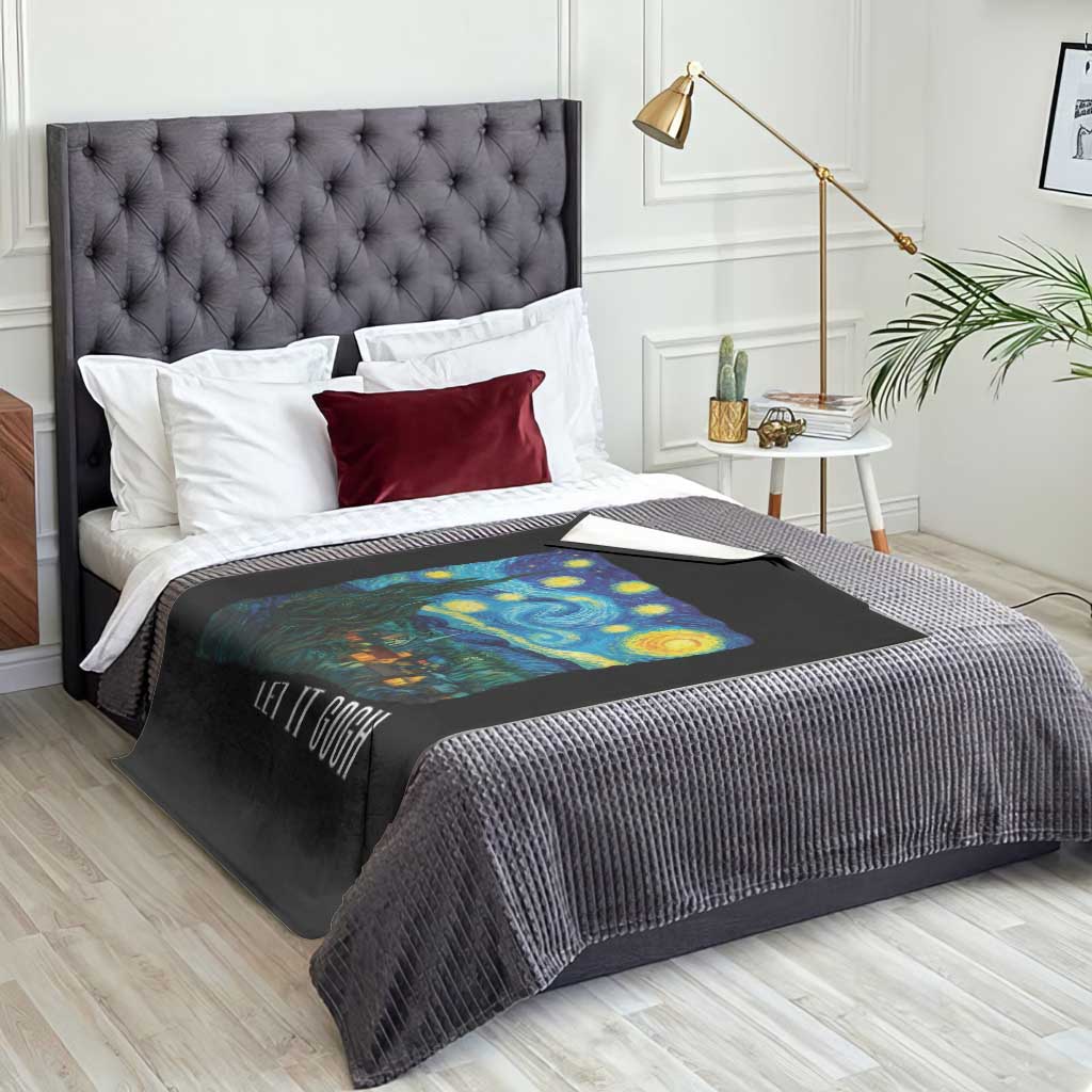 Let It Gogh Funny Vincent Van Gogh Throw Blanket Starry Night Design Art Lover