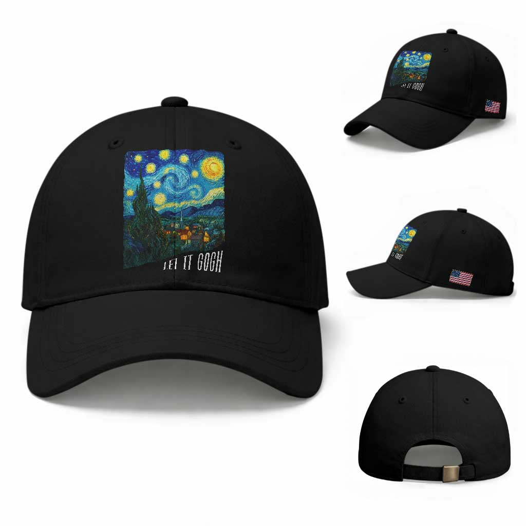 Let It Gogh Funny Vincent Van Gogh Baseball Cap Starry Night Design Art Lover