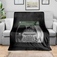 There is Motion at Your Front Door Funny Shark Motion Meme Throw Blanket